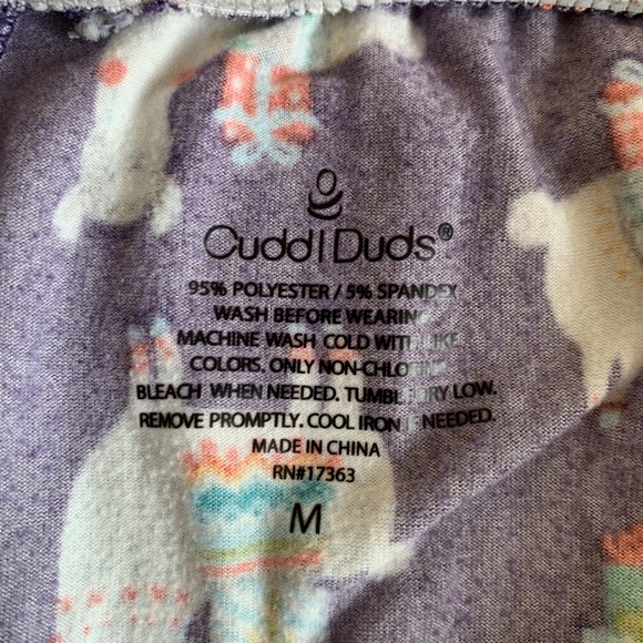 Cuddl Duds Henley Pajama 2 Piece Set Llama Gifts Womens M Joggers Pockets Purple - Picture 9 of 13